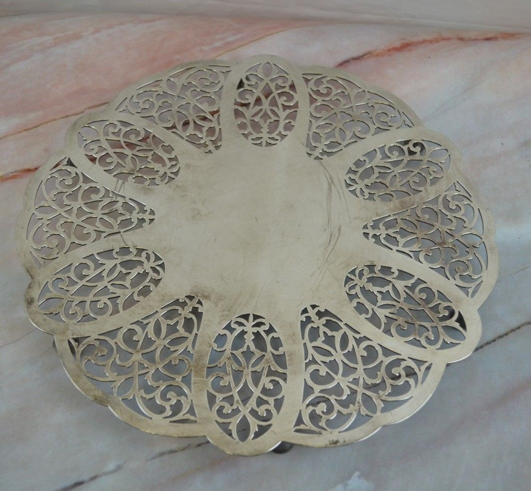 Vtge Pierced Tray Trivet By International Silver Company, #174, Silver Plated