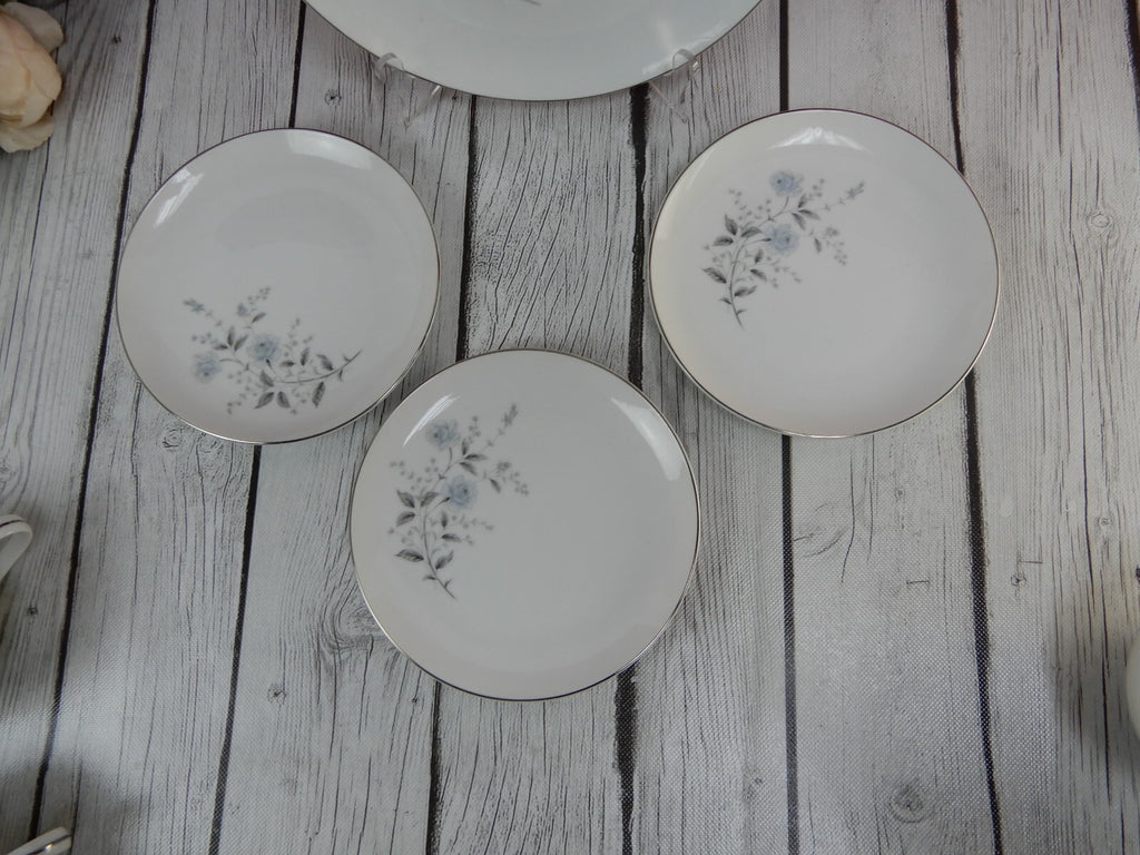 Diamond Fine China "Blue Rose"Japan~ 3 Cups,Saucers & Plates One 9-1/4" Plate