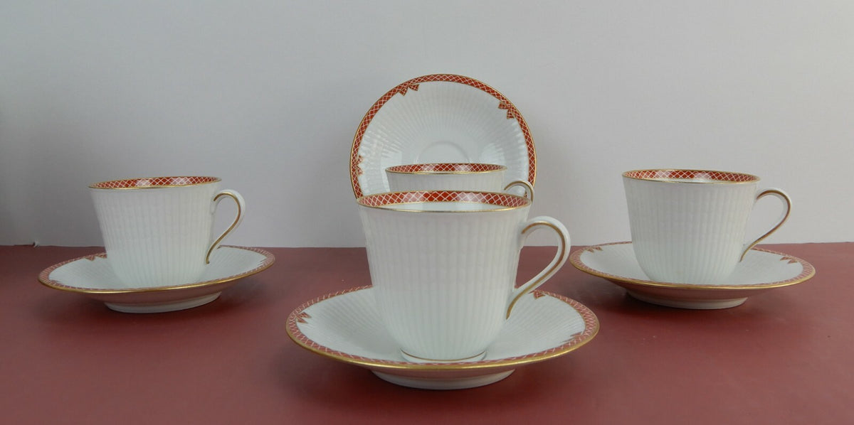 Rorstrand Sweden Pimpernel set of 4 Demitasse Cups and Saucers