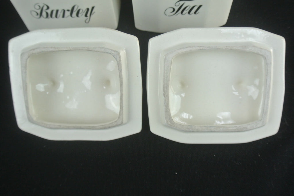 VTG Grete Porcelain Transferware Tea And Barley Storage Jars Set Of 2