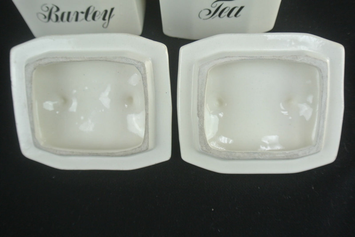VTG Grete Porcelain Transferware Tea And Barley Storage Jars Set Of 2