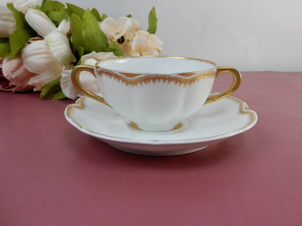 Vintage Theodore Haviland Limoges Bouillon Cup & Saucer