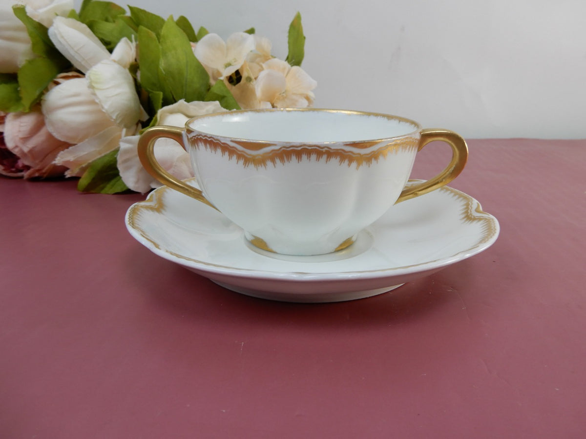 Vintage Theodore Haviland Limoges Bouillon Cup & Saucer