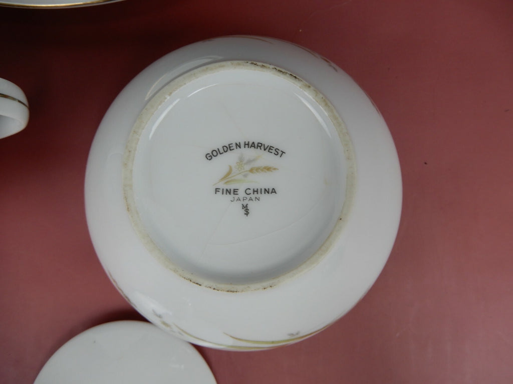 Lot Of Vintage Golden Harvest Serving Dishes Creamer,Sugar and Vegetable Bowl