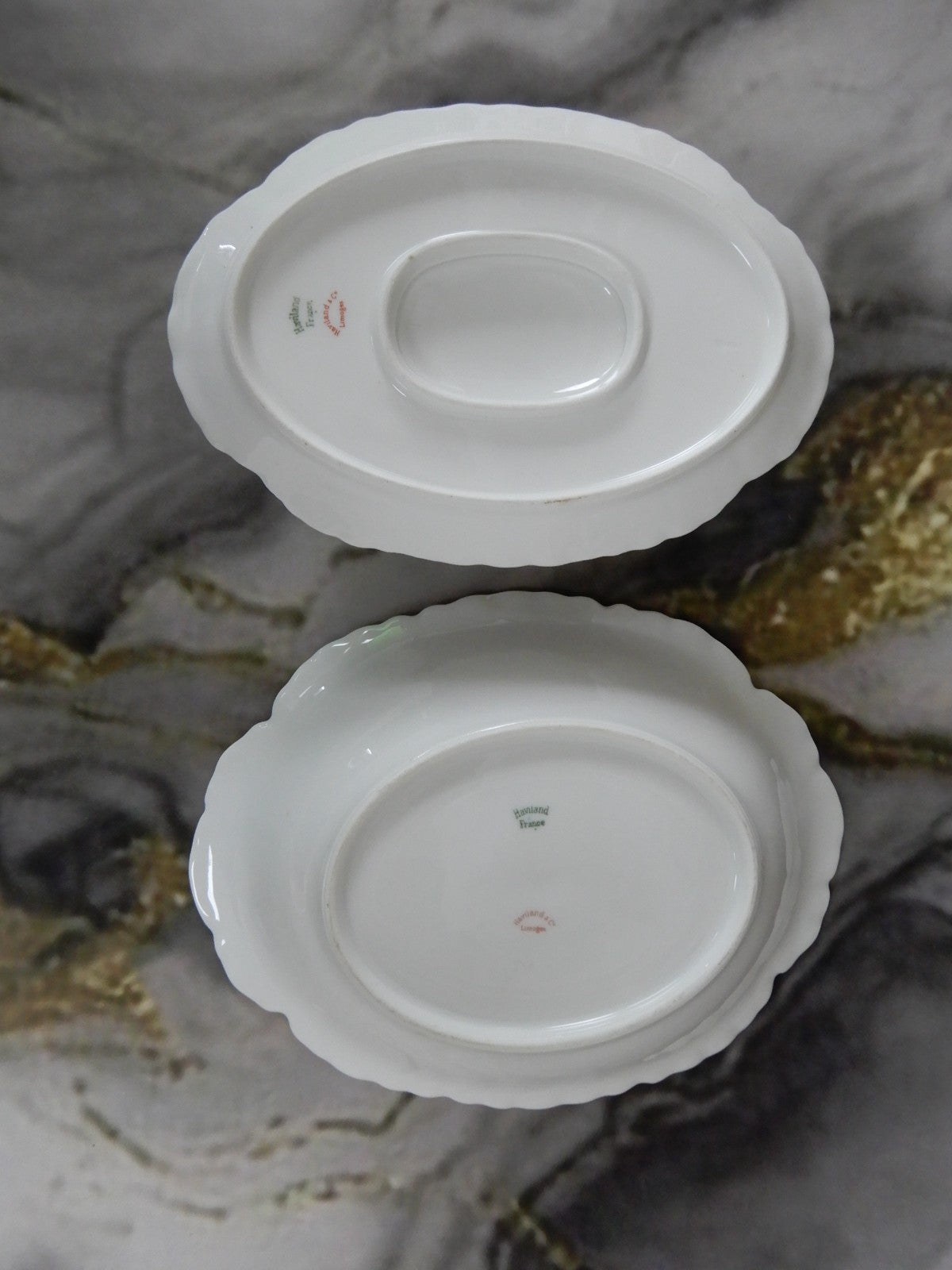 Antique Haviland Limoges "Clover Leaf " Oval Vegetable Bowl and Gravy Boat