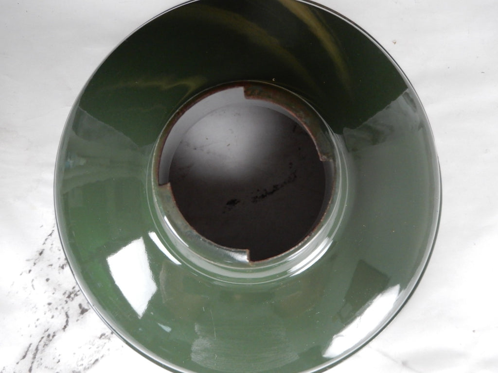 Vtg Benjamin 14” Green Porcelain Enamel Barn Light Shade Industrial Farmhouse