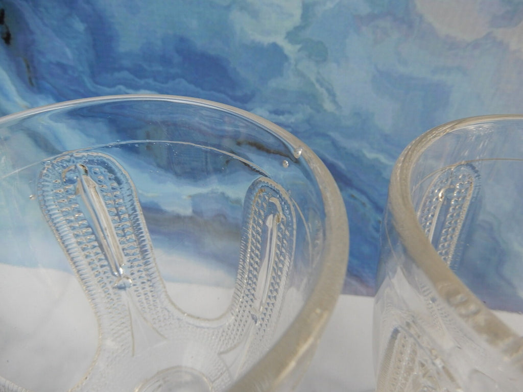4 Curtain Tie Back Water Goblet Tumblers Early American Pattern Glass Adams & Co