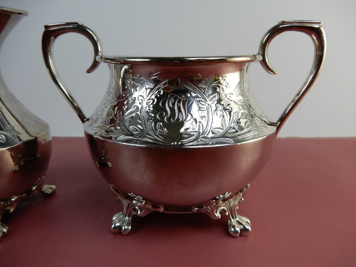 Vintage Atkinson Bros Silver-Plated Creamer and Sugar Bowl