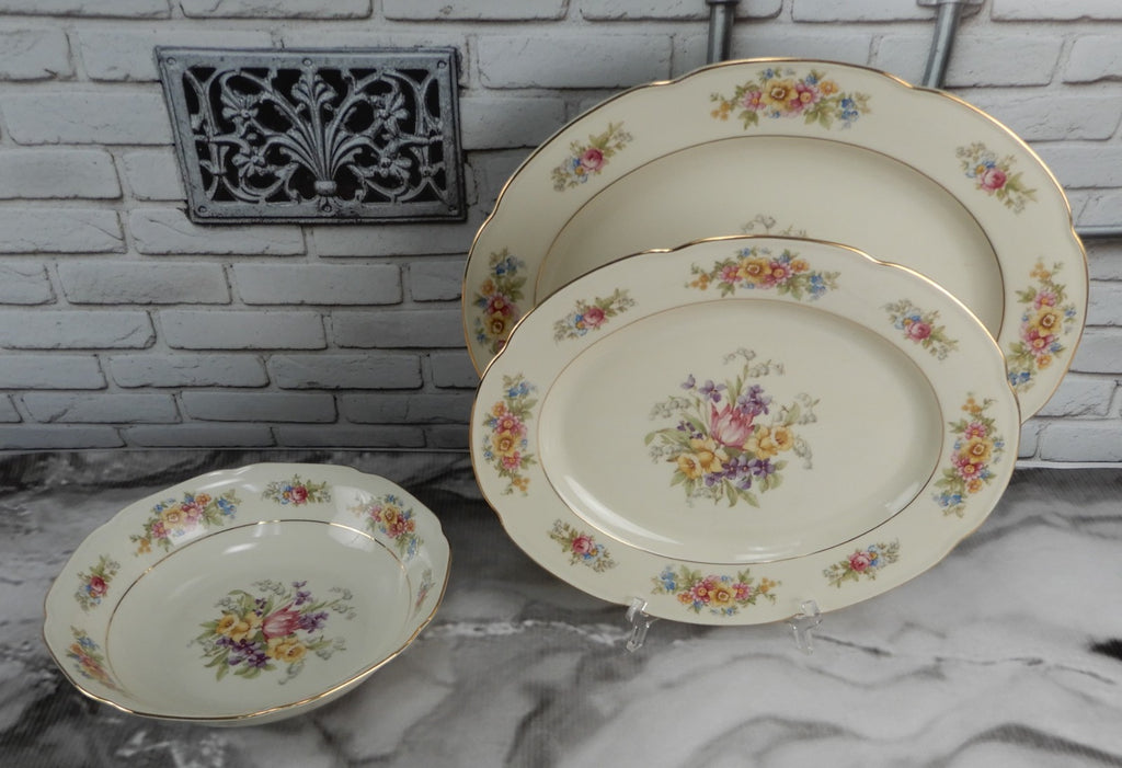Vintage Set of 3 Pc. 2 Platters One Vegetable Bowl Tirschenreuth Springtime
