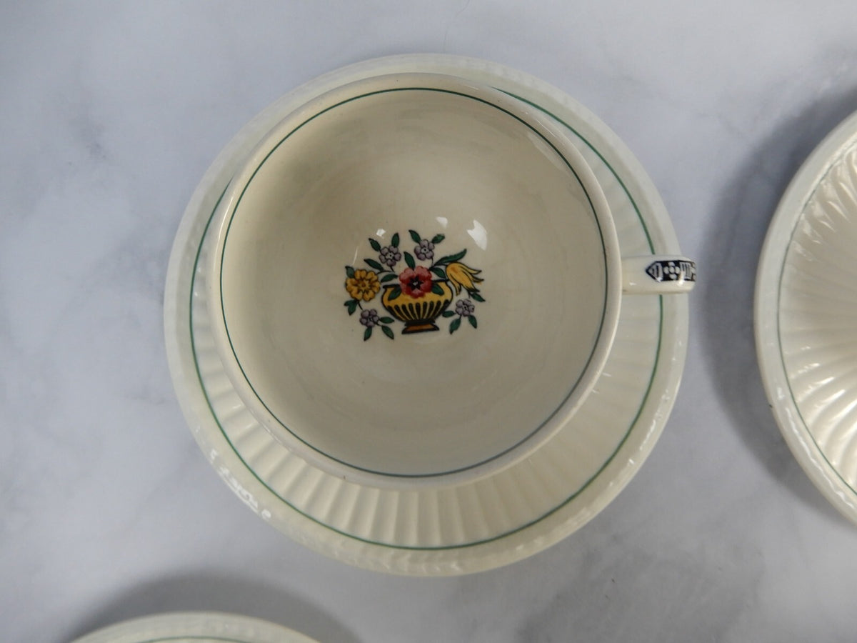 4 Wedgewood Trentham Red China Cups and Saucers Dated August /1 /1922