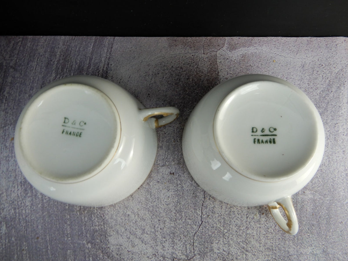 Vintage D&C Delinieres and Cie.Gold Rimmed Tea /Coffee Cups Set Of 5 No saucers