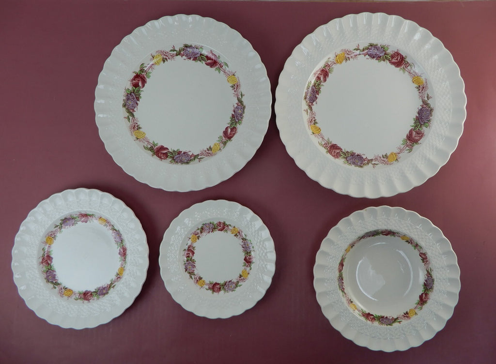 Set of 5 Piece Copeland Spode "Rose Briar" With Chips and Flaws Made In England
