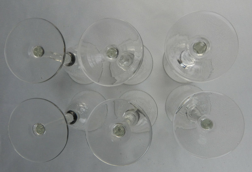 Set of 6  Elegant Etch Cordial Cocktail Glasses with Flowers