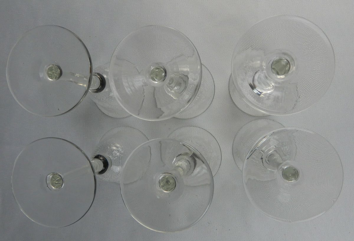 Set of 6  Elegant Etch Cordial Cocktail Glasses with Flowers