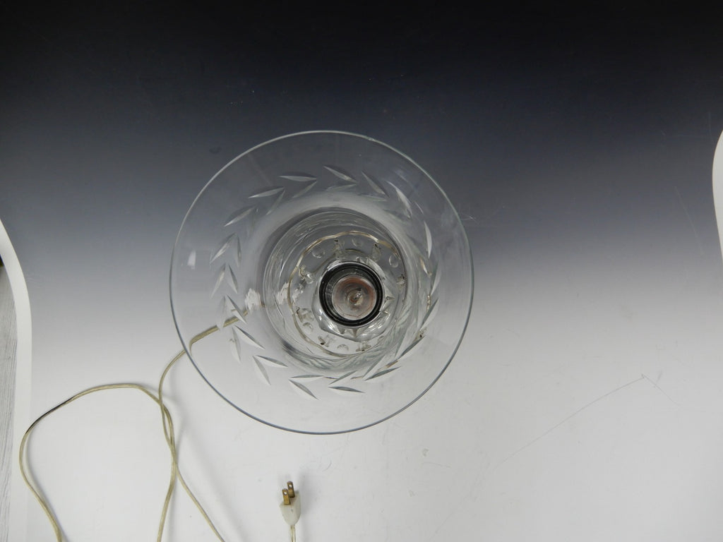 Vintage Crystal Boudoir Table Lamp W/Hanging Prisms and Flicker Flame  Bulb