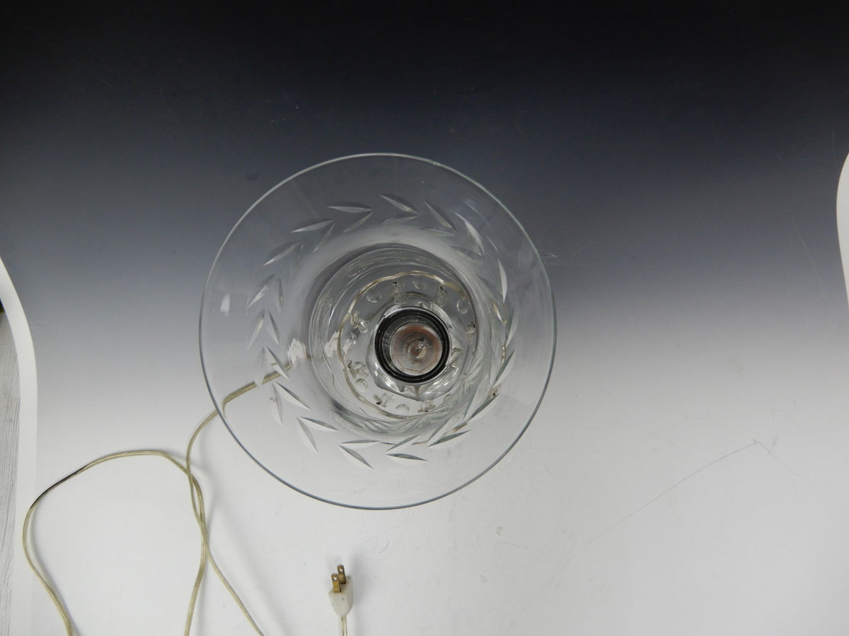 Vintage Crystal Boudoir Table Lamp W/Hanging Prisms and Flicker Flame  Bulb