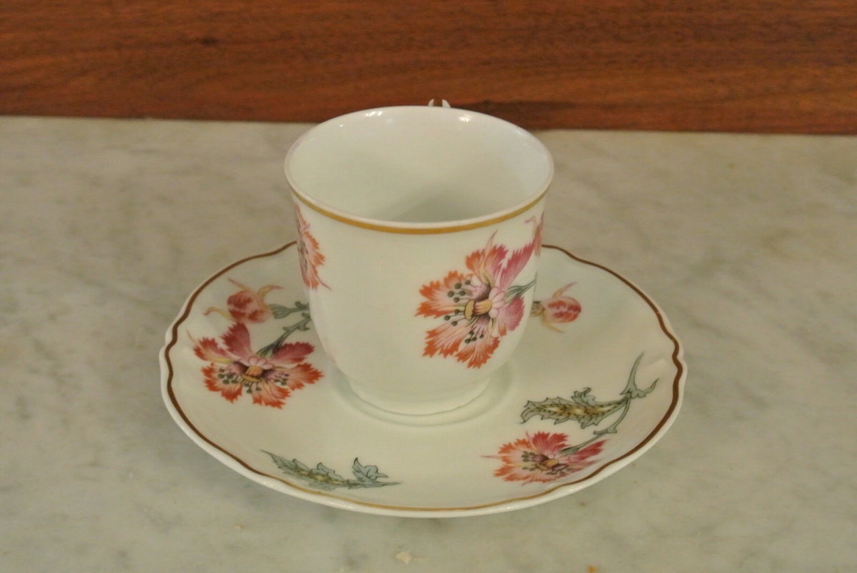 CH Field Haviland Limoges. Label de Qualite. Chinese Thistle Col. Cup & Saucer