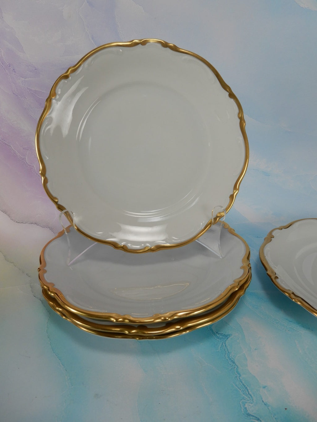 Mitterteich Bavaria Golden Lark Set of 5 Salad Plates 7-3/4" Made in Germany