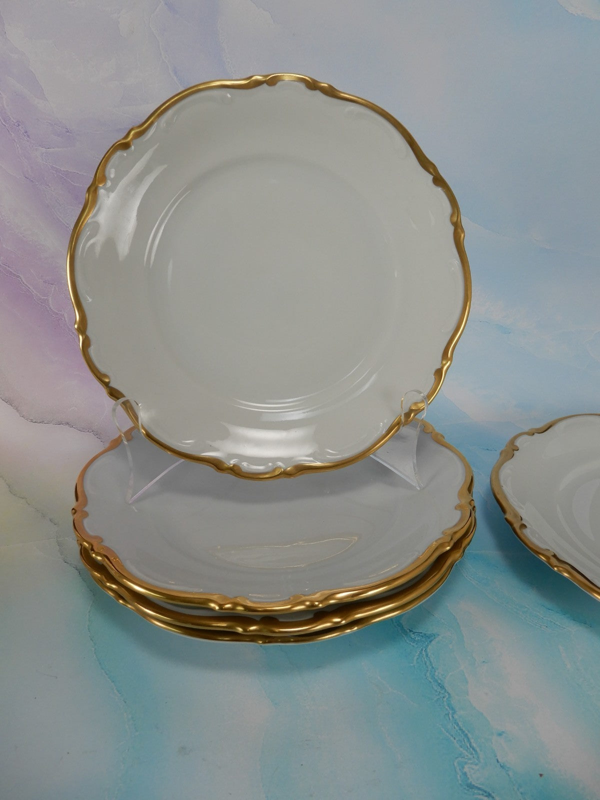 Mitterteich Bavaria Golden Lark Set of 5 Salad Plates 7-3/4" Made in Germany