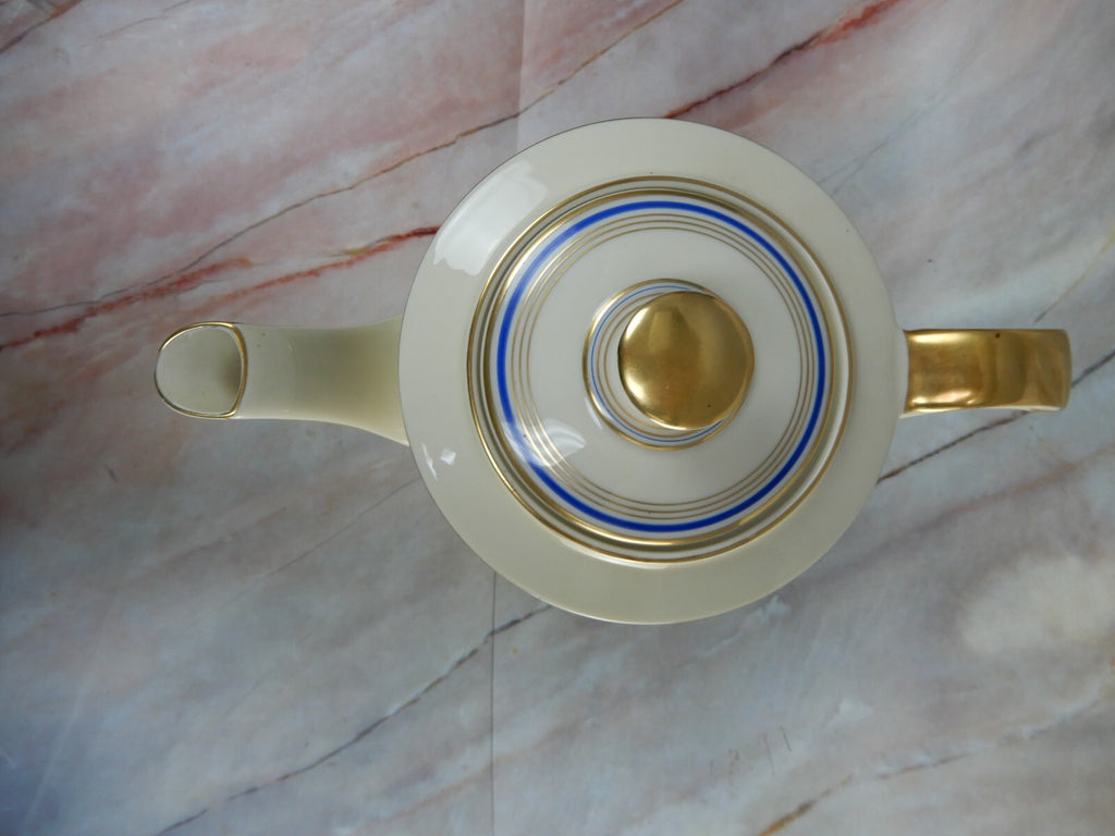 Vintage Eamag Schönwald Bavaria Gold and Cobalt Blue Rim Coffee Pot
