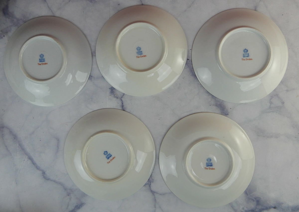 Vintage KPM Germany "The Emden" Porcelain Cups and Saucers