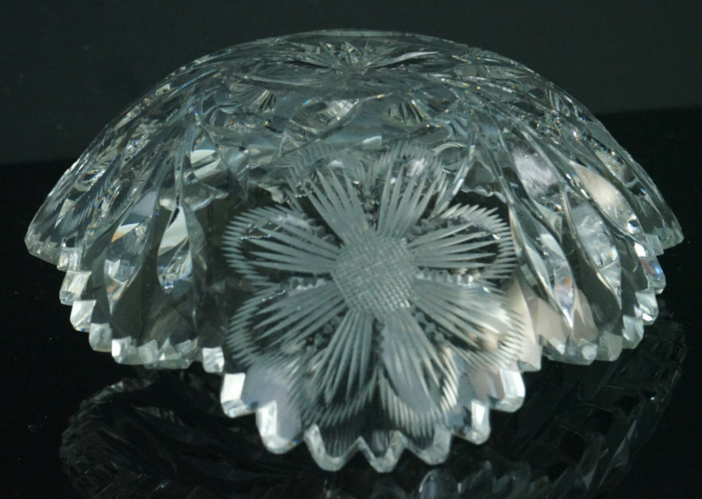 Vintage Cut Glass Candy Dish, Floral Nut Bowl, Home Decor