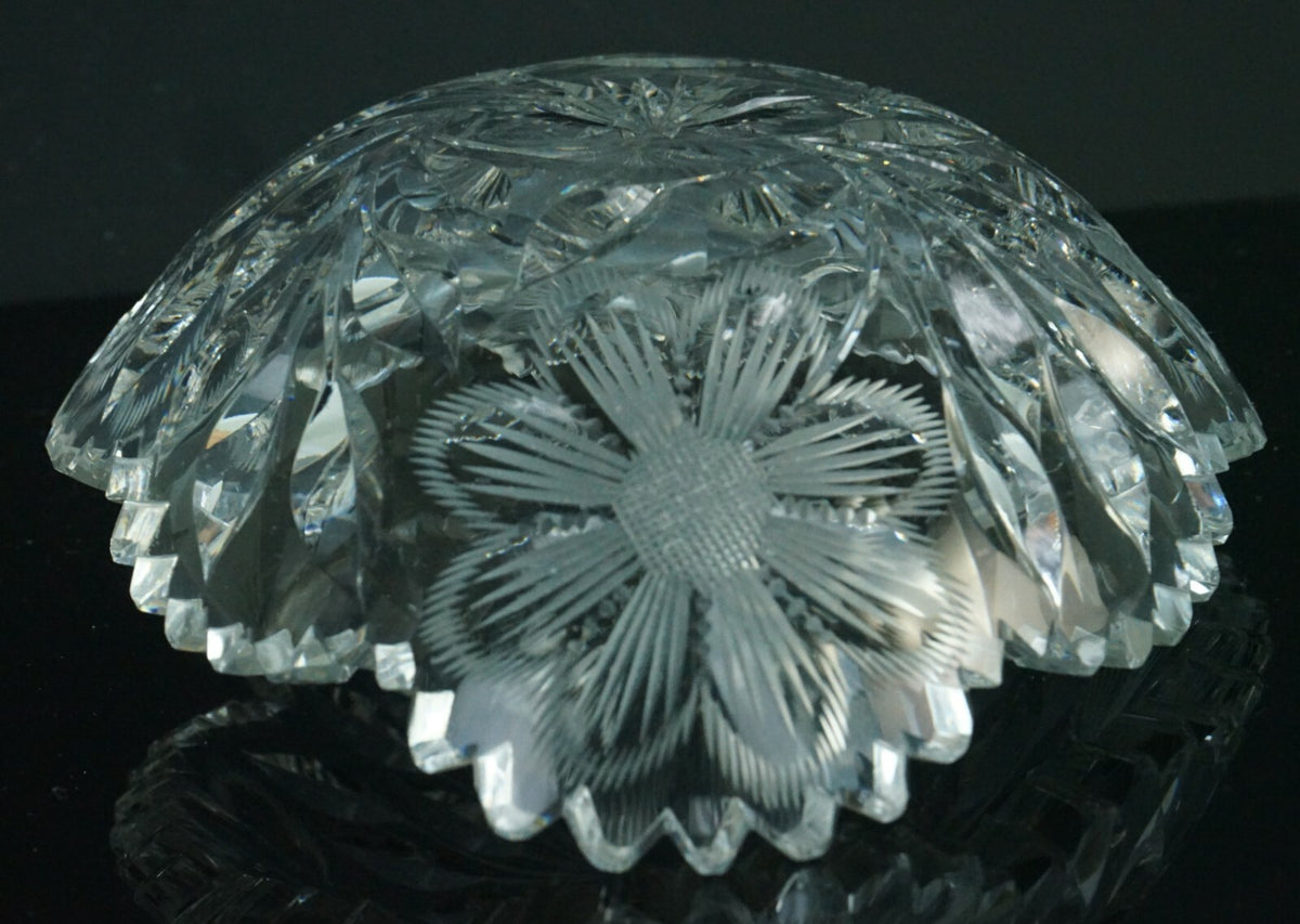 Vintage Cut Glass Candy Dish, Floral Nut Bowl, Home Decor