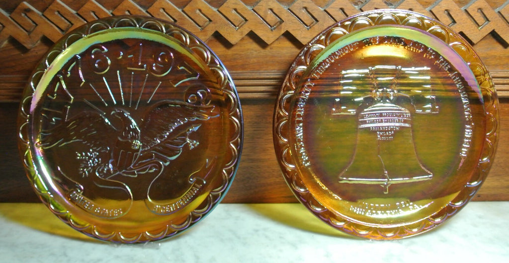 Two Indiana Carnival Glass Bicentennial United States 1776-1976 & "Liberty Bell"