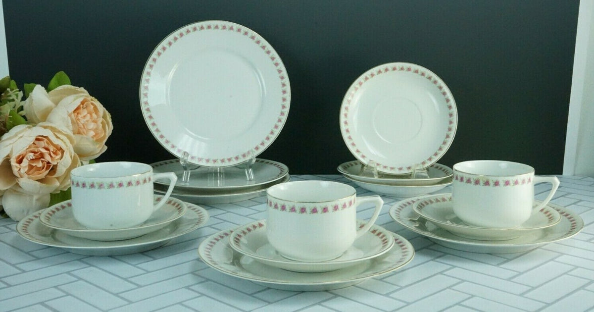 15 Piece China Setting J&C Bavaria Floral China Desert Plate, Cup and Saucer
