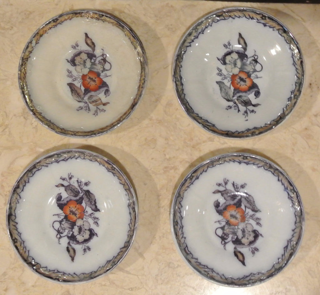 4 Elsmore & Forster Trumpet Flowers Purple Ironstone Bowls