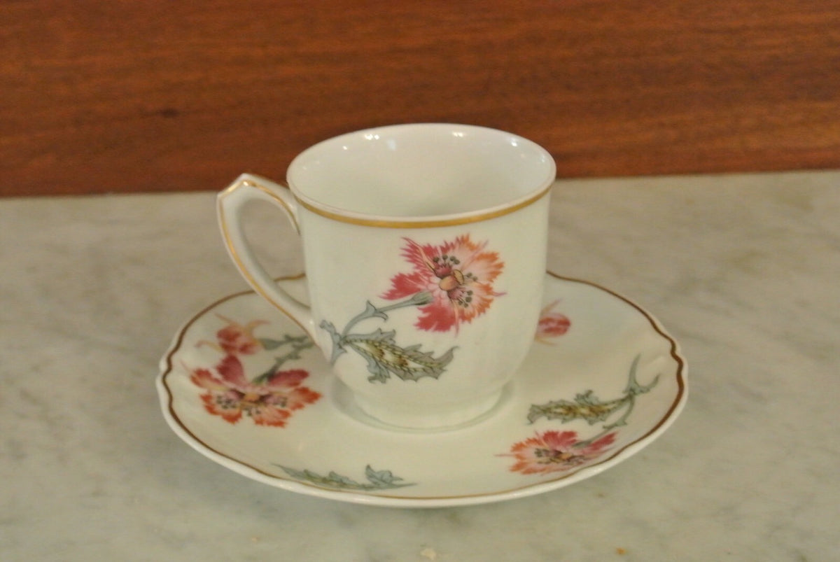 CH Field Haviland Limoges. Label de Qualite. Chinese Thistle Col. Cup & Saucer