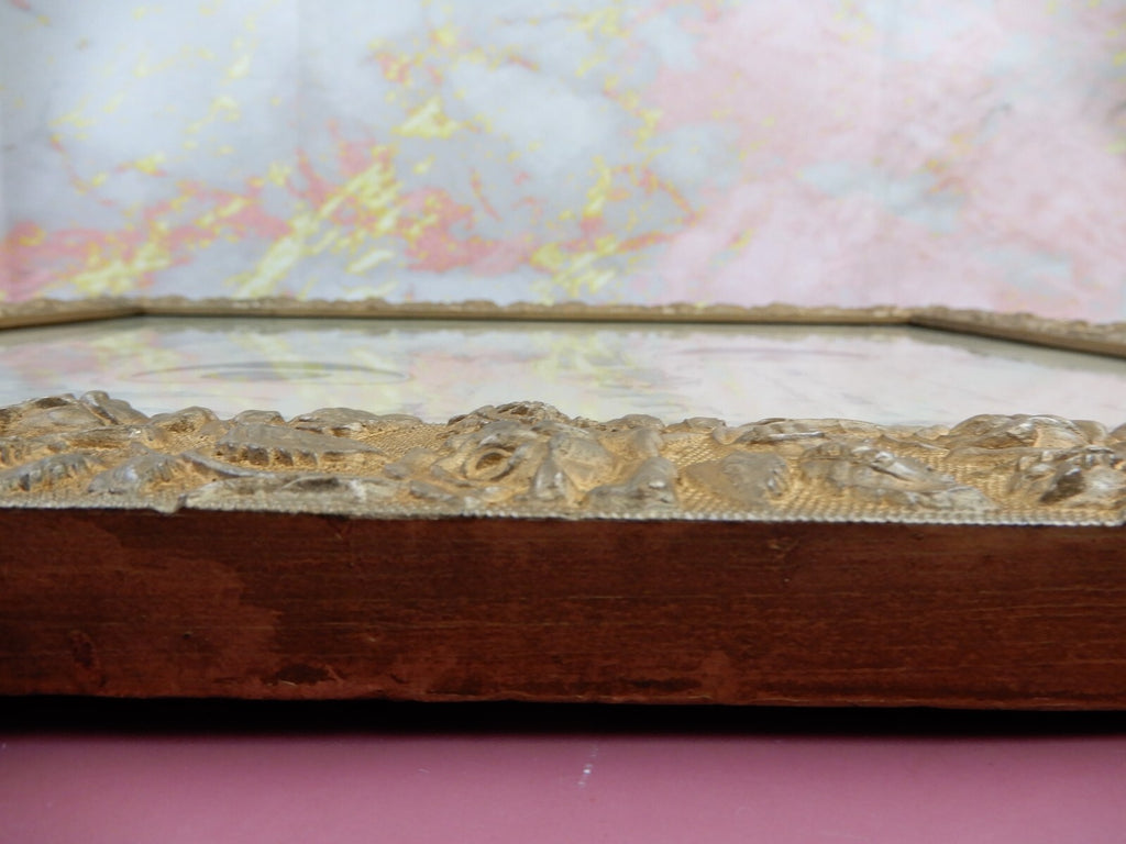Circa 1872 Marriage Certificate in Gold Embossed Wood Hand Painted 22" Frame