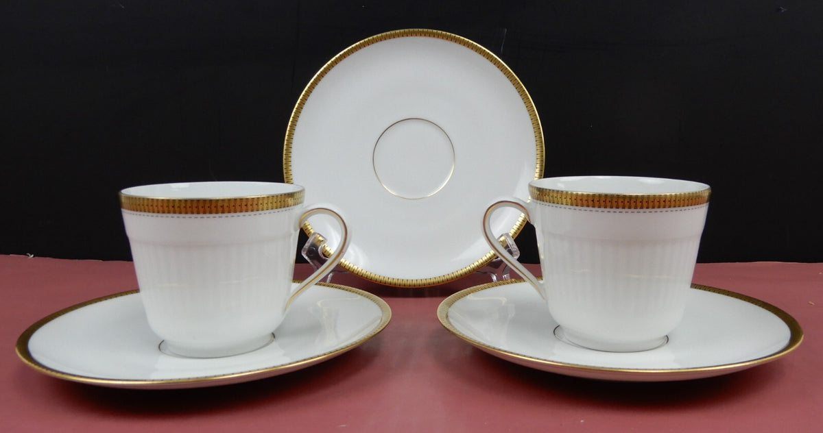 Vintage 5-Piece Mismatch Gold Accented Tea Set With Cups and Saucers (Germany)