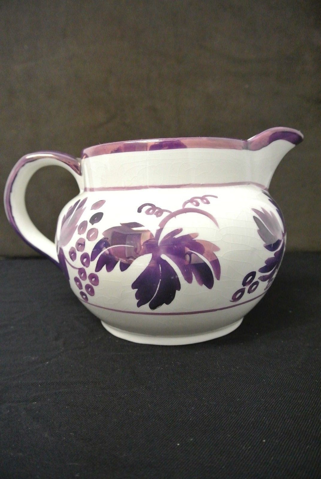 Vintage Pitcher Arthur Wood Pitcher, English Ceramic #5198, Cream Lilac Vines