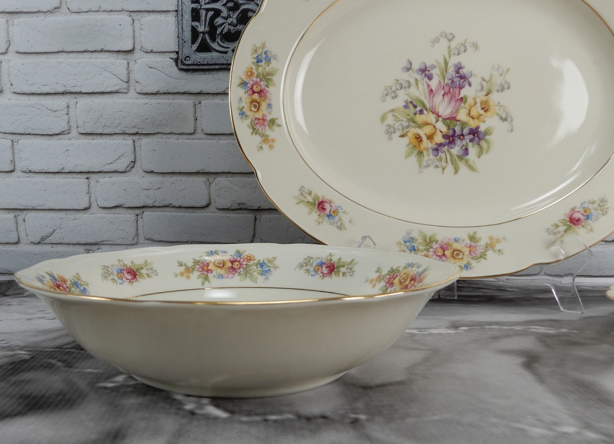 Vintage Set of 3 Pc. 2 Platters One Vegetable Bowl Tirschenreuth Springtime