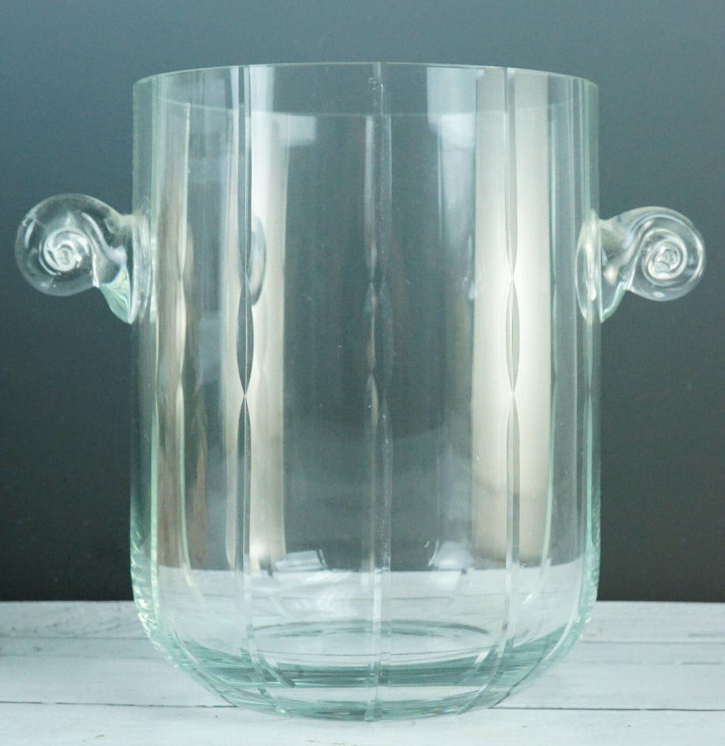 Vintage Ice Bucket Clear Cut Glass Handled Home Decor Serving Glass
