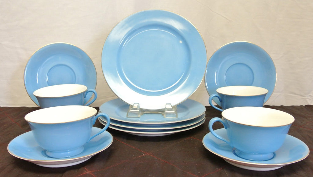 ~~`Set of 4 Noritake Blue Morimura China Cup and Saucer and Dessert Plate~~~B