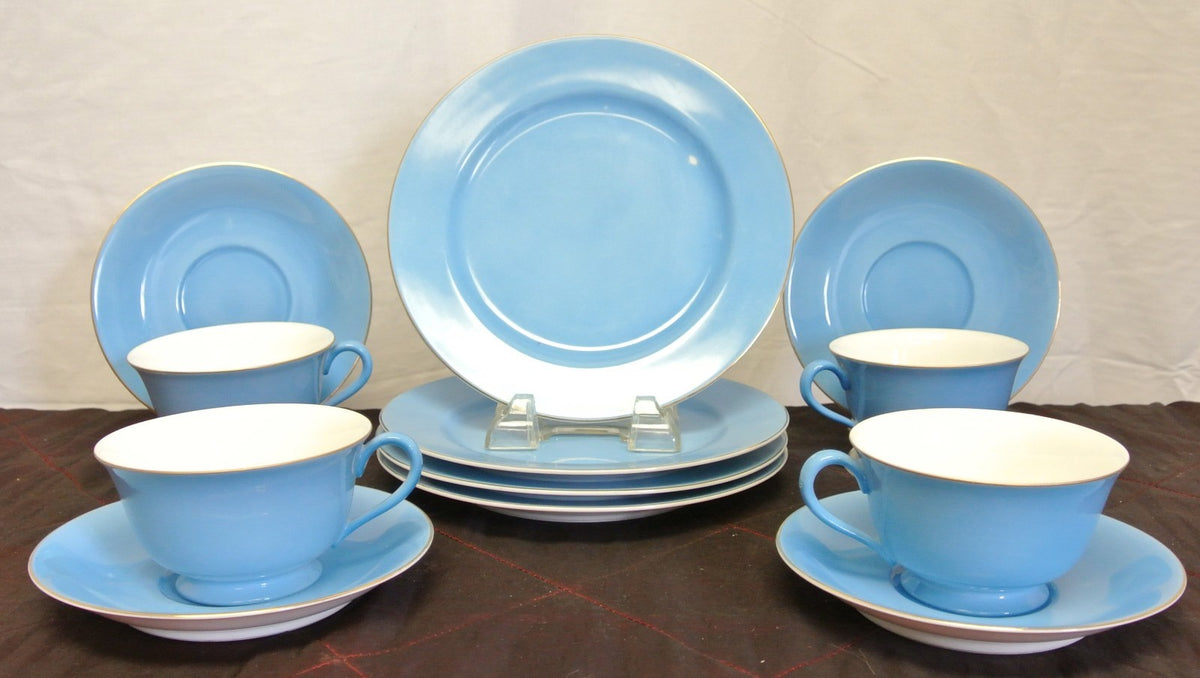 ~~`Set of 4 Noritake Blue Morimura China Cup and Saucer and Dessert Plate~~~B