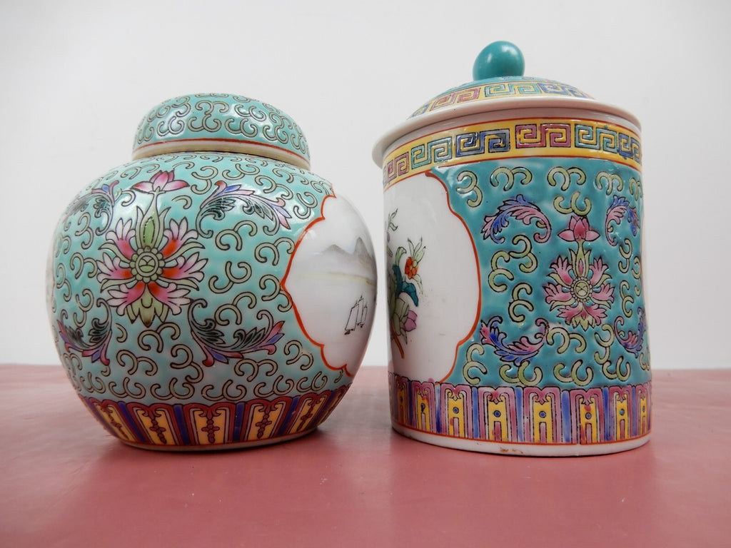 Vintage 6 Piece Oriental Pattern Fine China Porcelain Tea Set