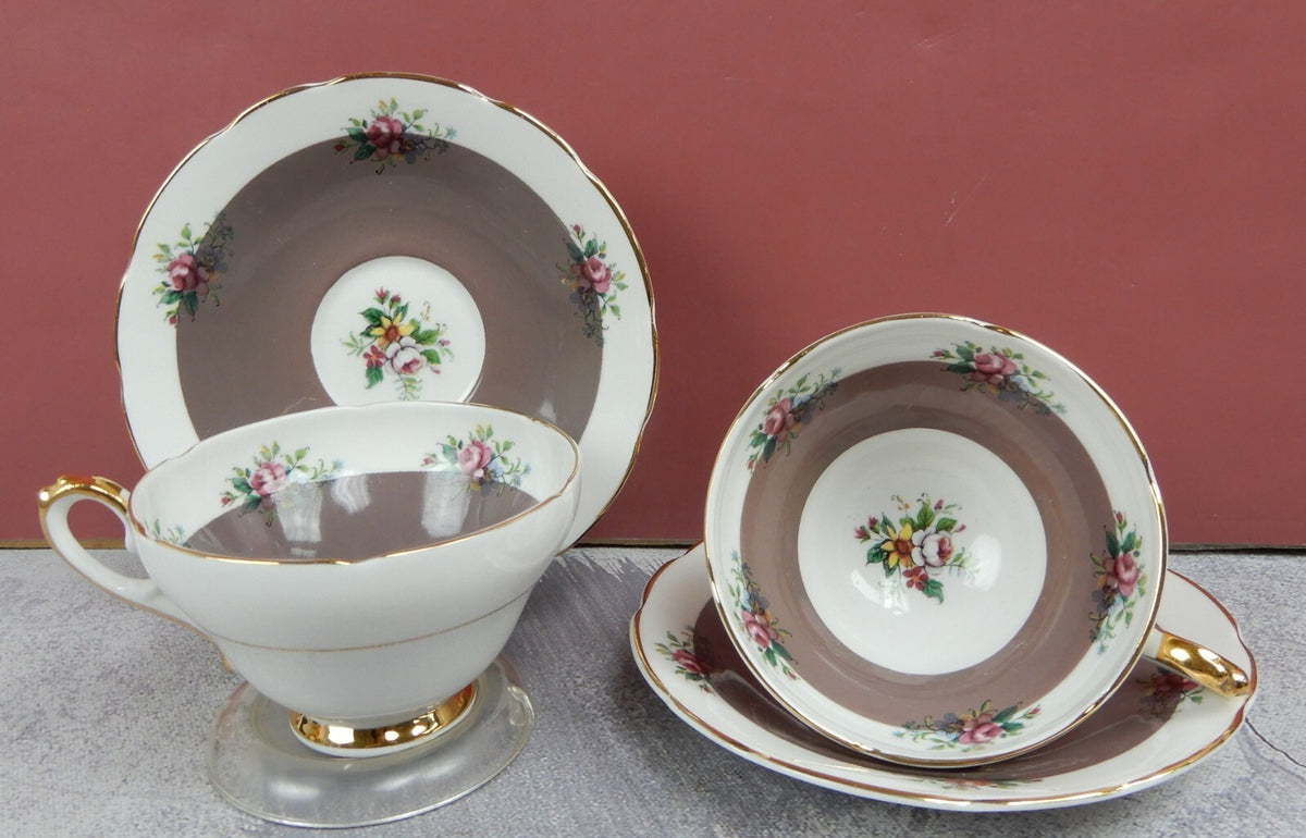 Set of Two Vintage Royal Sutherland Fine Bone China Cup and Saucer Set England