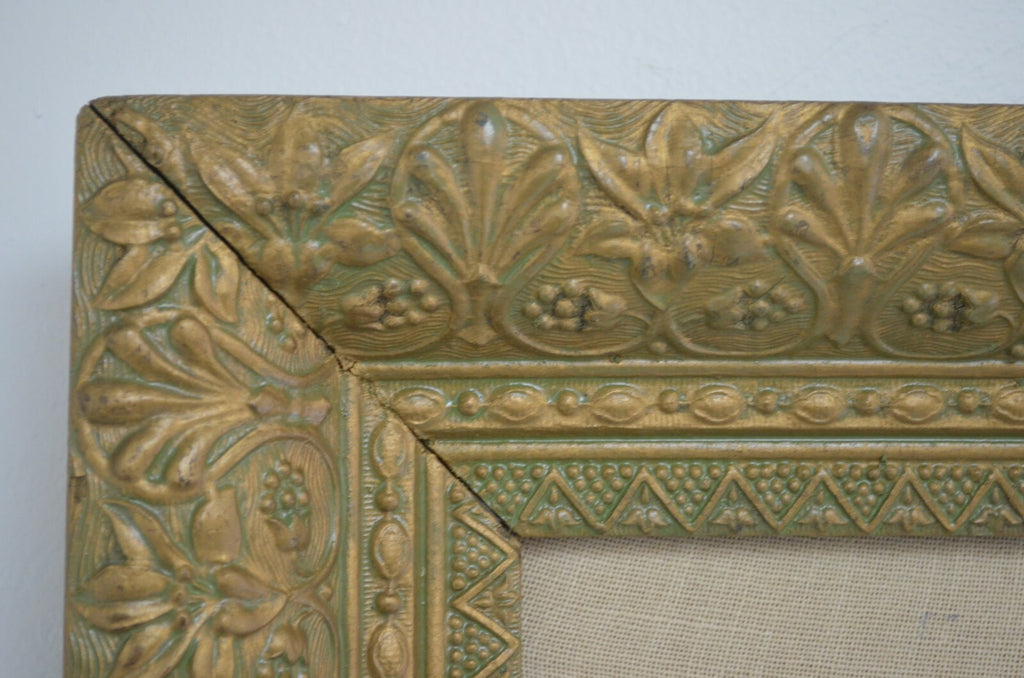 Vintage Big Ornate Resin Frame with Needlepoint Poppy Flowers 42-3/8" Tall