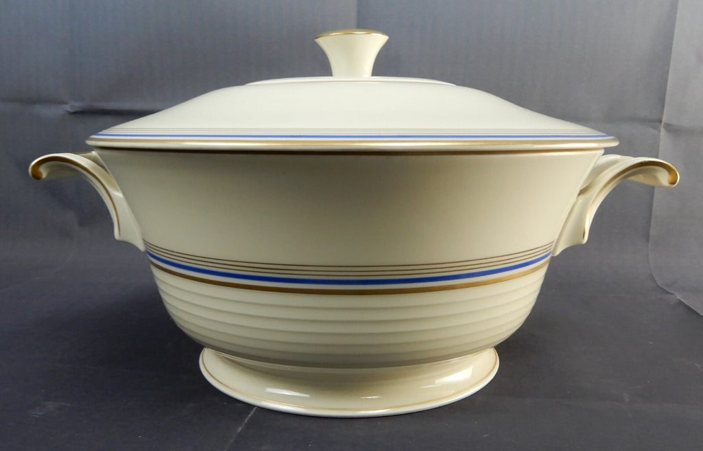Vintage Eamag Schönwald Bavaria Gold and Cobalt Blue Rim Soup Tureen