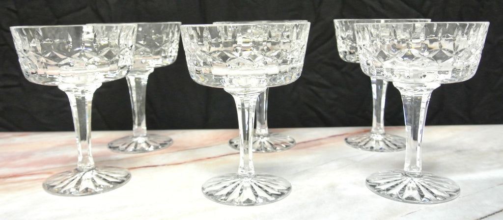 Set of 6 Vintage Tall Heavy Glass Crystal Sherbet Parfait Glasses - Elegant
