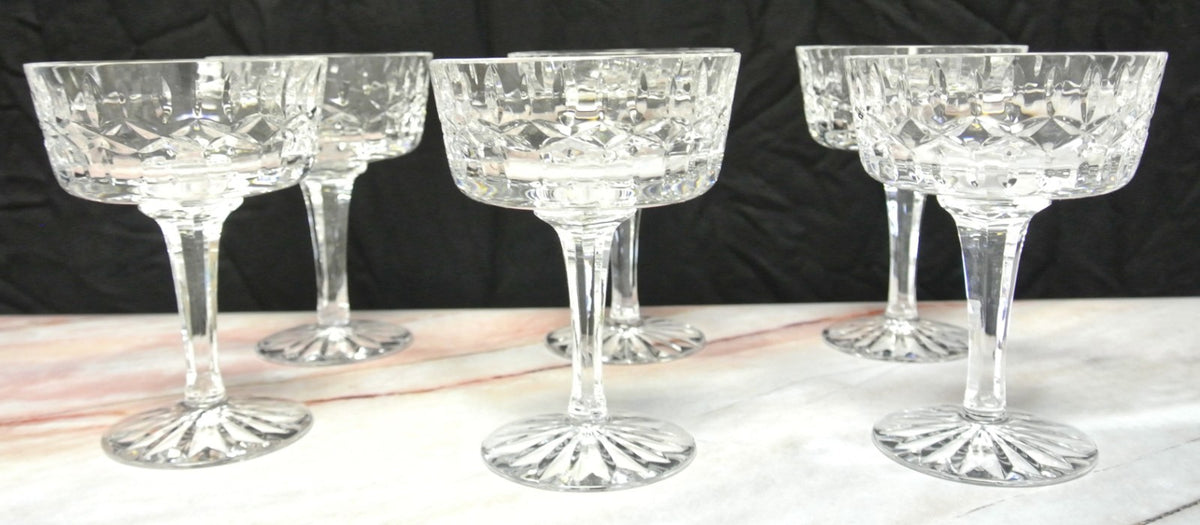 Set of 6 Vintage Tall Heavy Glass Crystal Sherbet Parfait Glasses - Elegant