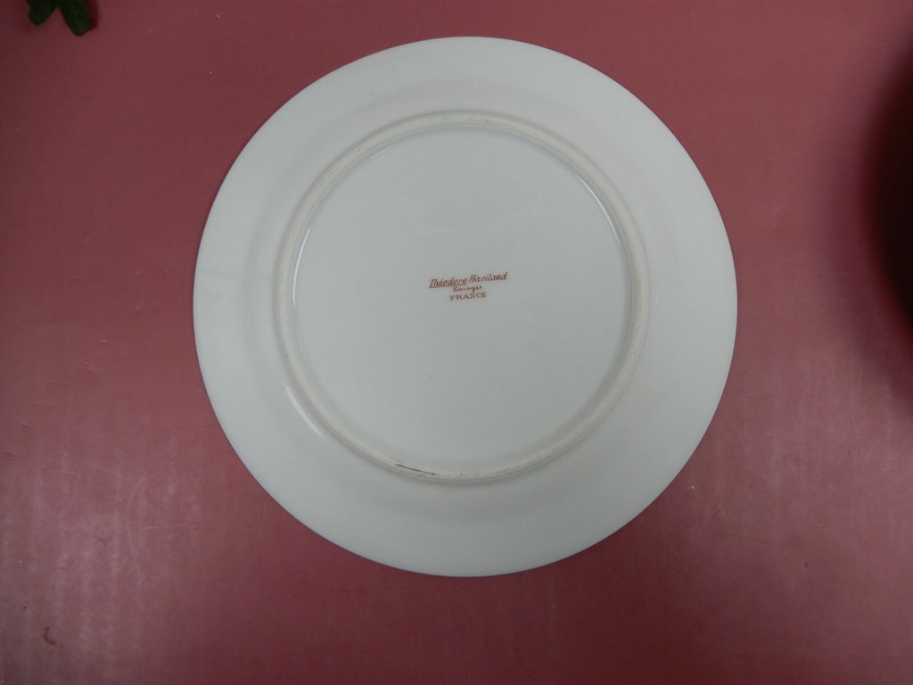 Theodore Haviland Limoges France Set of 4 Pink Roses B/B Plates w/ Gold Trim