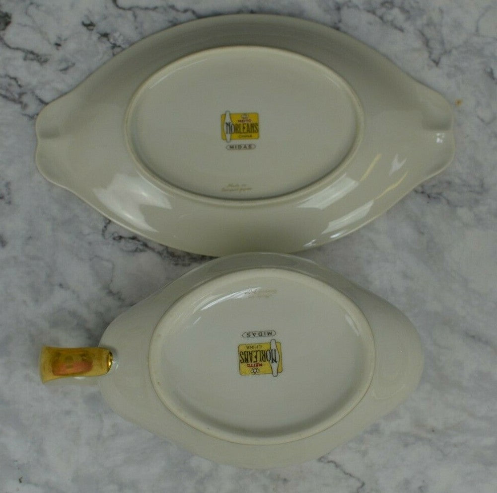 Vtge Gravy Boat & Underplate Norleans Midas Harvest Wheat China Occupied Japan