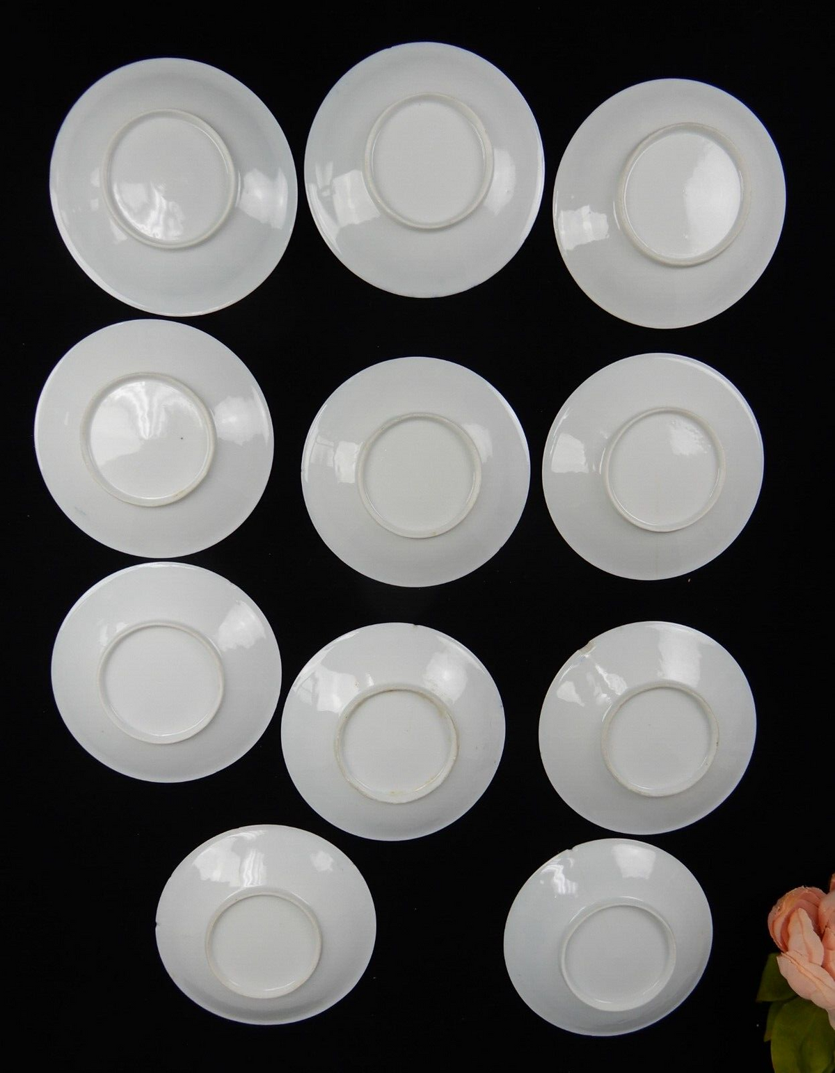Flow Blue Style Set of 23 Piece 12 Ramekins Custard Cups with 11 Under Plates