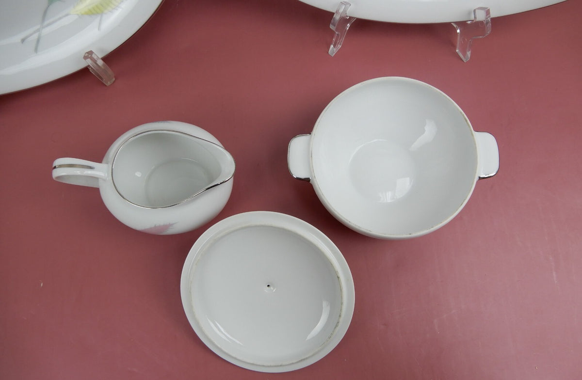 Set of 2 Platters, Sugar Bowl and Creamer L & M China "DELICE" Pattern