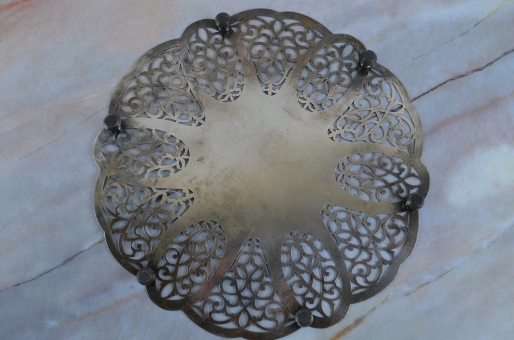 Vtge Pierced Tray Trivet By International Silver Company, #174, Silver Plated