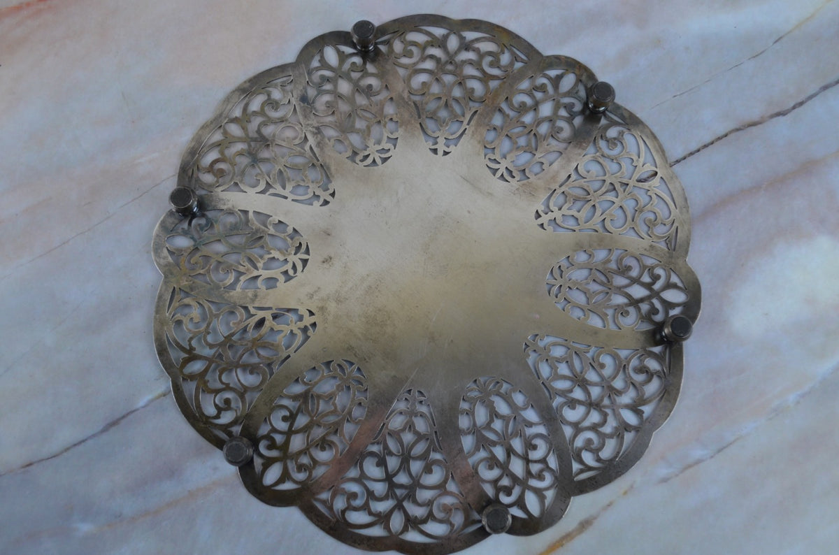 Vtge Pierced Tray Trivet By International Silver Company, #174, Silver Plated